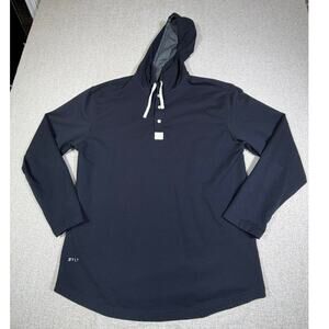 BYLT Men XL Black Drop Cut Lux Hooded Henley Long Sleeve Hoodie Athleisure Shirt